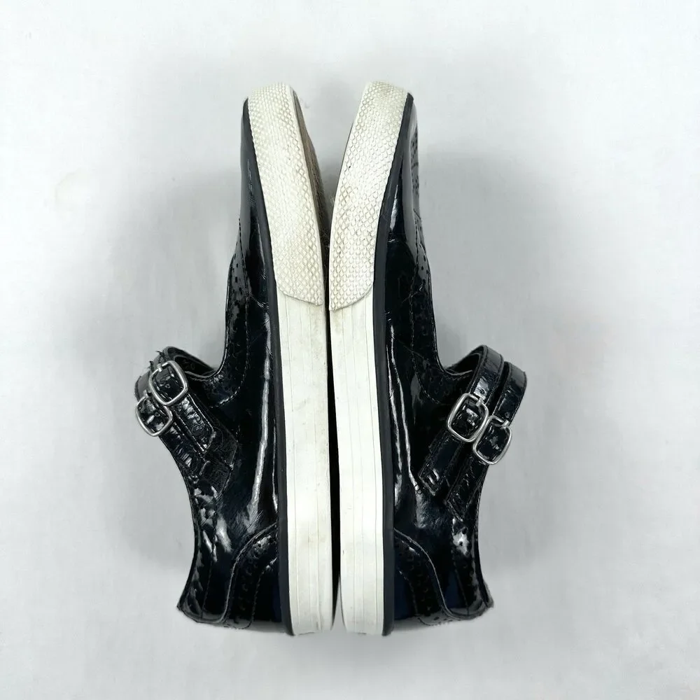 Hanna Andersson Adele Mary Jane Shoes Girls 2.5 Black Faux Patent Leather